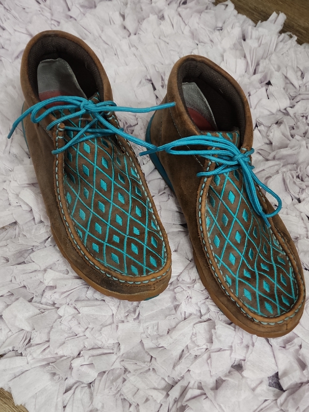 Twisted X Brown Suede Ankle Boots with Turquoise Accents
